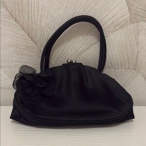 Ann Taylor Black Satin Evening Bag
